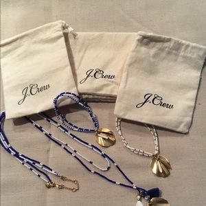 J. Crew shell & tassel necklace & 2 bracelets.